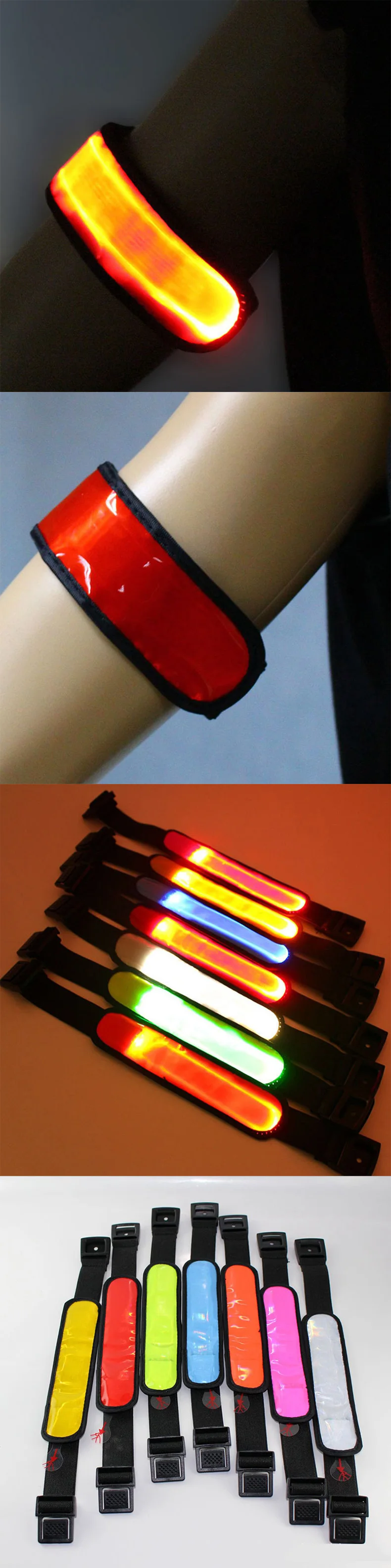 Outdoor running concert gift batteries replaceable PU super bright optical fiber guide bar flat LED luminous hand band wristband