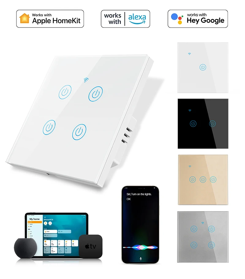 Home Automation Dual Mode Ble Wifi Smart Light Wall Switches