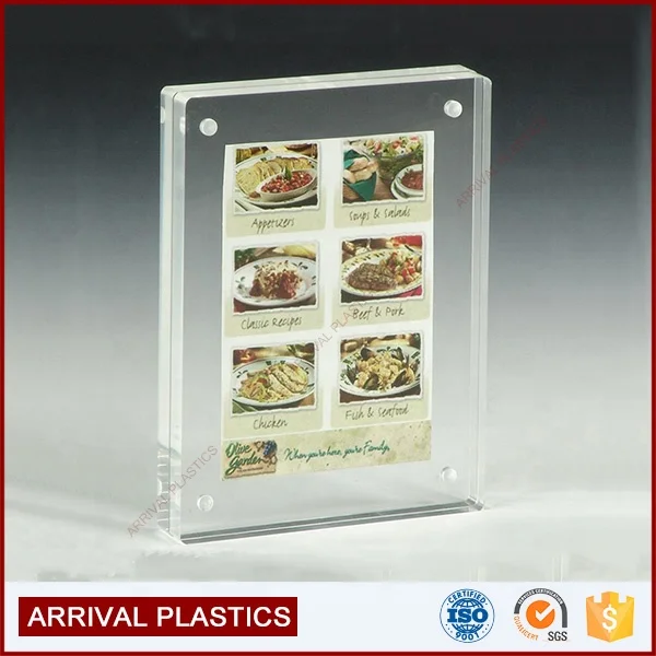 Custom Design Clear Countertop Square Magnet Acrylic Small Table Sign Holder Magnetic Sign Holder