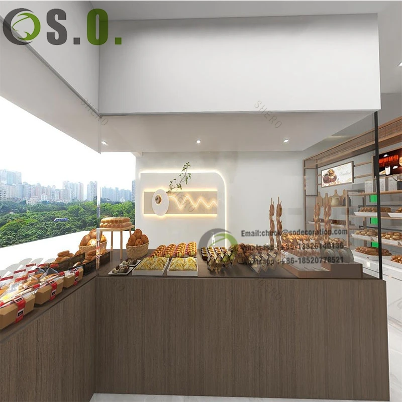 Bread Showcase Layout Custom Bakery Display Cabinet Counter Bread Showcase Wooden Modern Cake ...