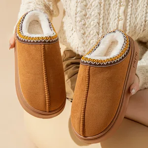 New Fashion Fluffy Platform Slippers for Women 2026 Winter Plush Warm Cotton Shoes Woman Comfort Non Slip Unisex Home Slippers