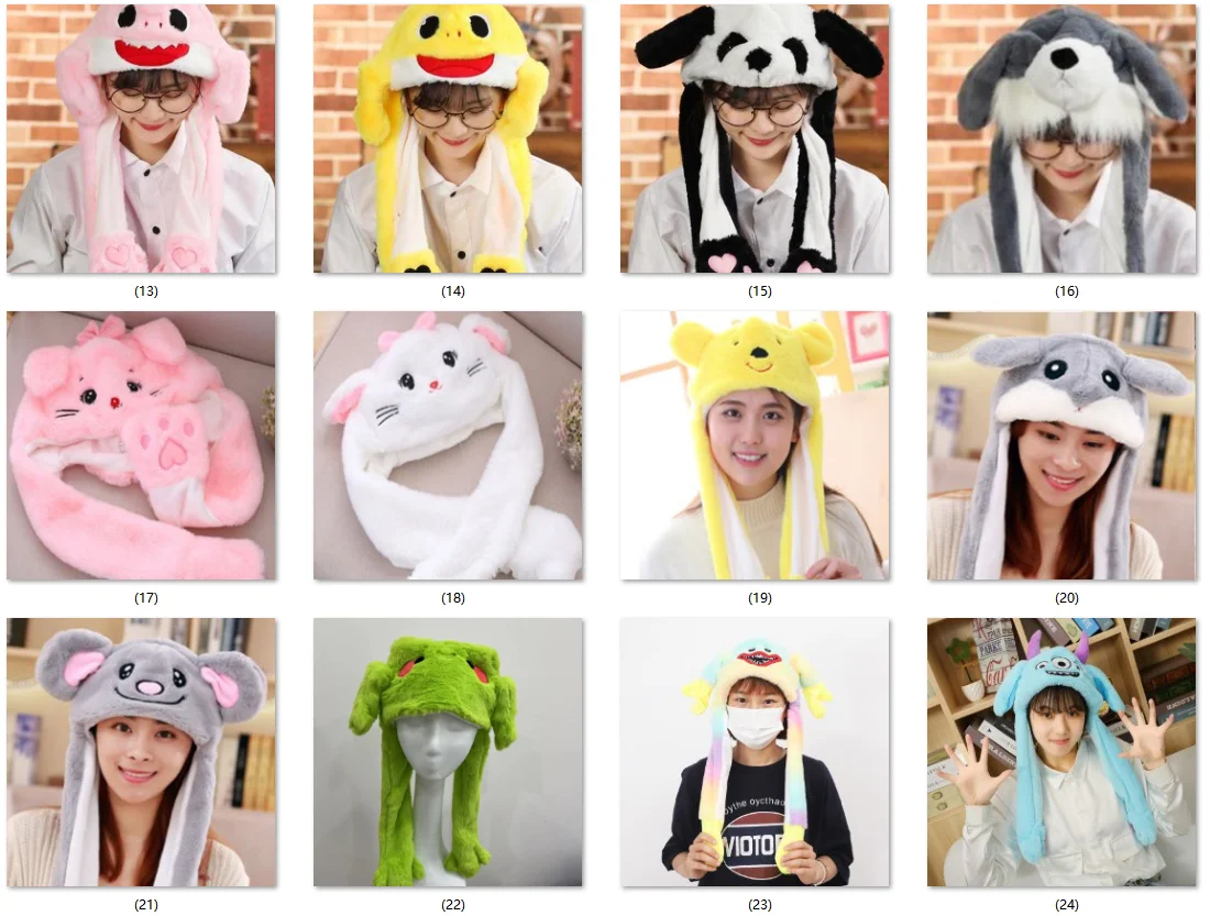 Custom Bunny Hat With Air Pumping And Moving Ears Plush Cute Animal Cap