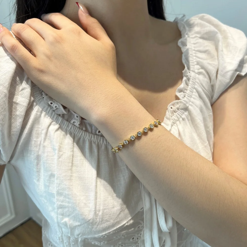 KAKODIY Elegance Fashionable and Exquisite Women's Jewelry Accessories 18K Gold Plated 925 Sterling Silver 5A Cubic Zirconia Tennis Bracelet detail 1