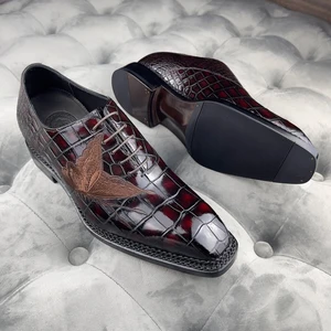 Handmade Custom Men Shoes Crocodile Leather Men Luxury Shoes High-end Fiddle Waist Sole Stylish Party Men Shoes