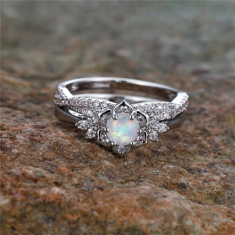 Goddess of Light White Fire Opal Amethyst Ring – Wicca Vibes