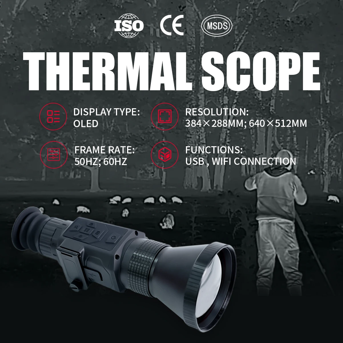 LSJ Cheaper 384*288 Resolution Long Range Hunting Monocular Night Vision Thermal Scope