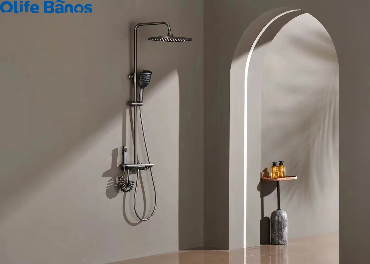 Olife Banos factory wholesale  new design bathroom gunmetal white color  led light piano key shower faucet hot cold shower set factory