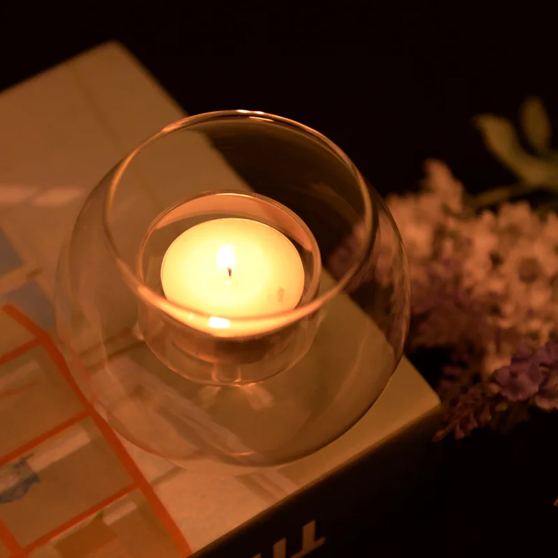 Хрустальный Сферический стеклянный подсвечник, устойчивый к высокой температуре, подходит для бара, кафе, свадебной вечеринки