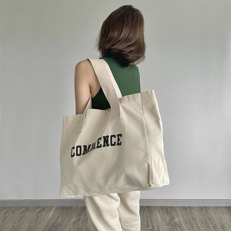Natural Extra Large Canvas Tote Bag With Logo Printing For Shopping ...