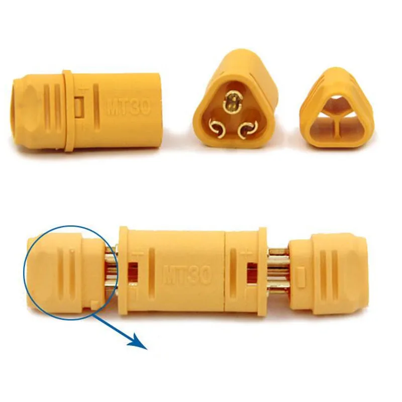 10 Pares De Conectores Amass MR30 Macho-Hembra – Chapados En Oro Para Baterías Lipo Y Multicópteros RC