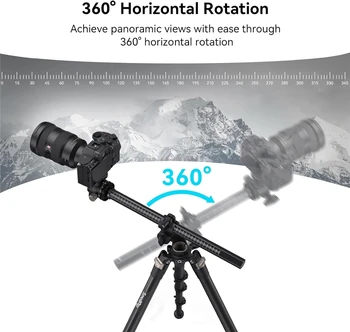 Small Rig 73" Camera Tripod 360 Rotation Center Column Horizontal Tripod Monopod With Smartphone Holder Carrying Bag-4288 detail image