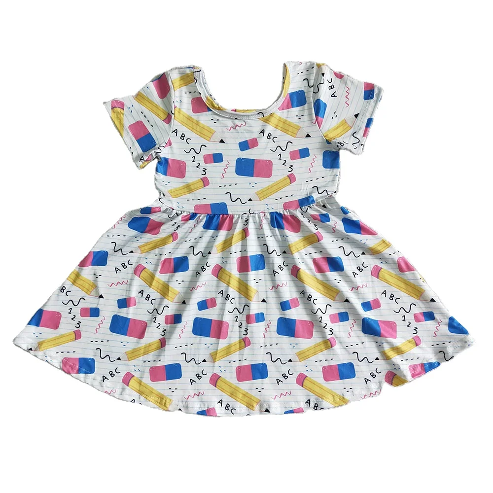Rts Children Girls Fashion Short Sleeve Knee Length Baby Kids Boutique Twirl Back To School Pencil One Piece Summer Dresses Buy Girls Dress Baby Dresses Kids Dresses Product On Alibaba Com
