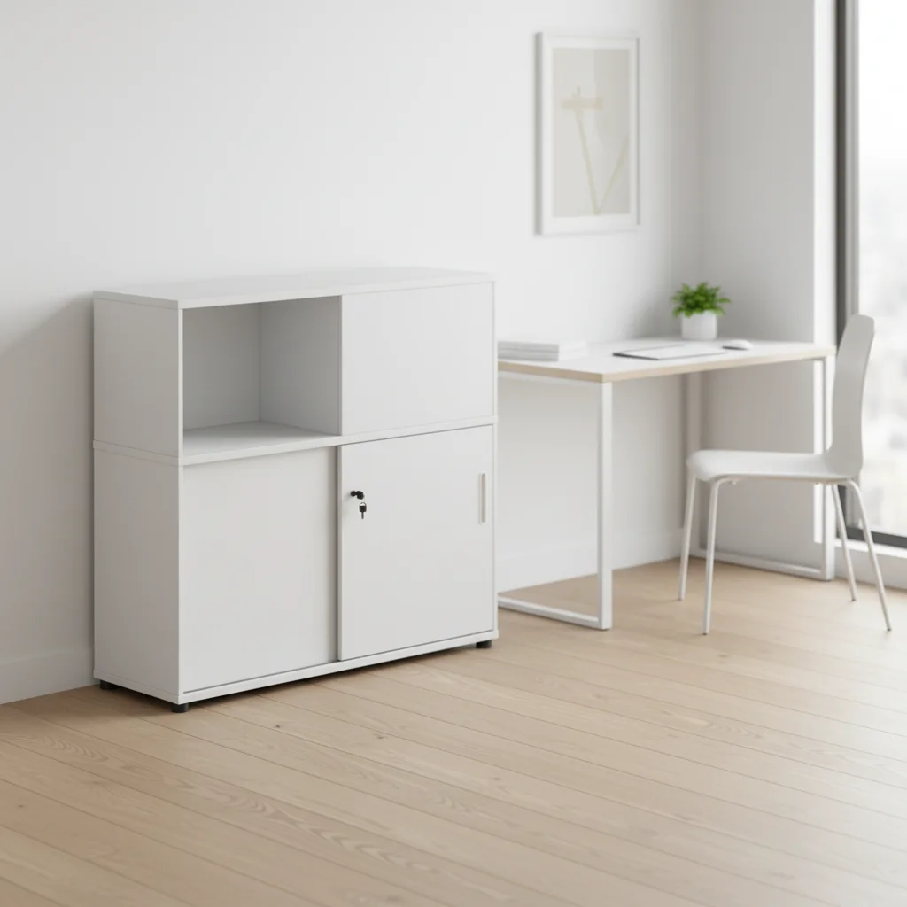 Compact Single Sliding Door Filing Cabinet Storage Solution Solid Wood Eco-Friendly Large Capacity Home Office Organization 3