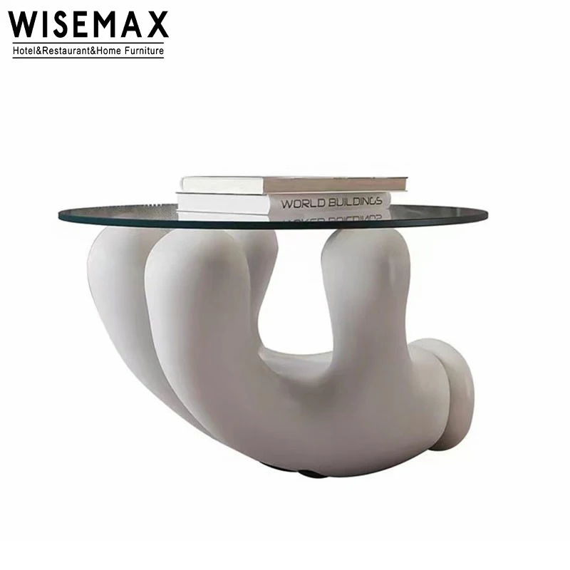 WISEMAX FURNITURE Nordic Home Furniture Sofas Center Table Round clear Glass Top Fiberglass Sofas End Table Coffee Tables