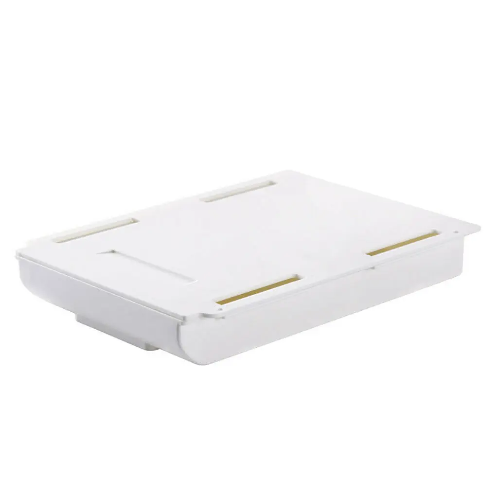 White/Gray Under-Desk Pencil Drawer Storage Box Self-adhesive ABS Plastic