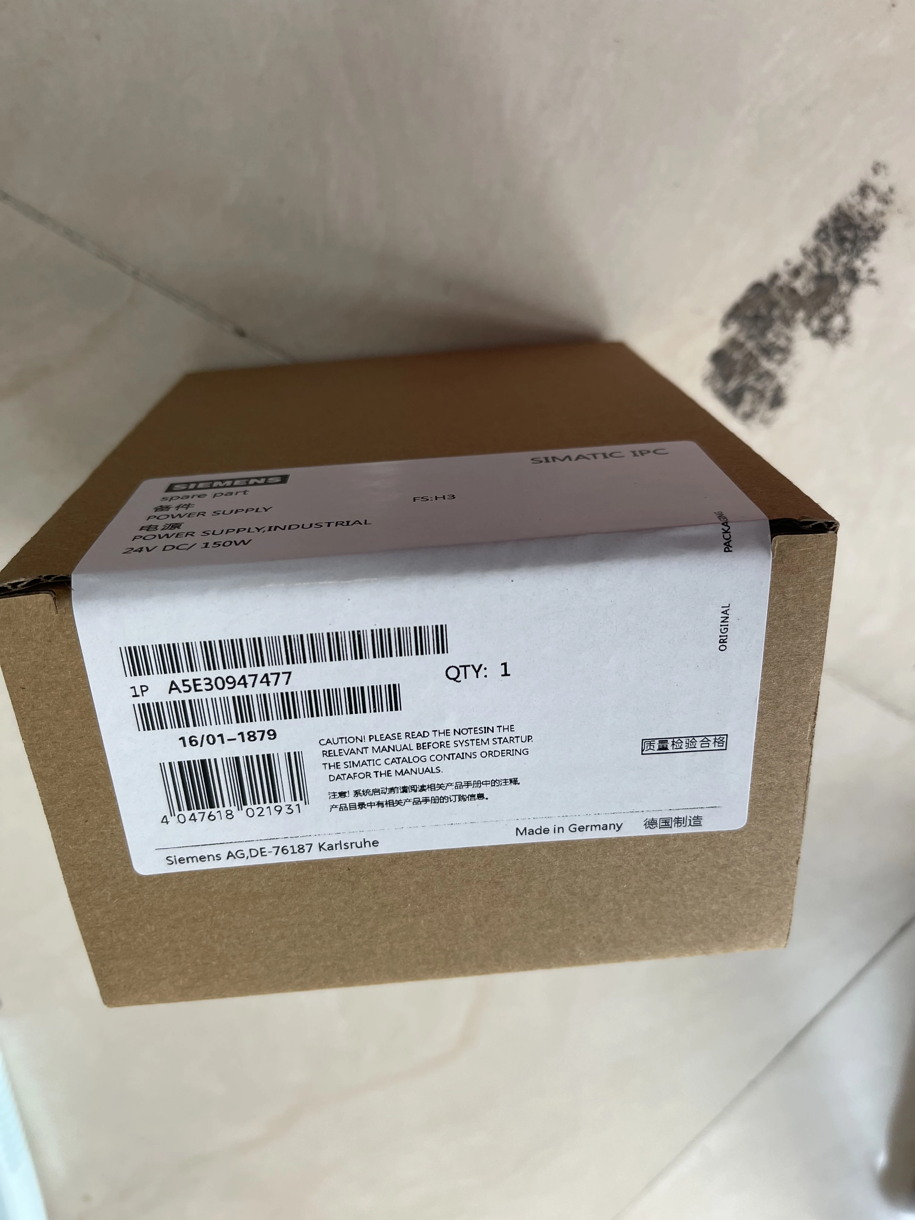 Siemens Industrial Power Supply A5E30947477 Siemens Industrial Power Supply A5E30947477