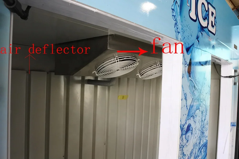 Fan Cooling 2 Glass Doors Display Ice Merchandisers Indoor Ice Cooling Bin Refrigerator Ice Bag Storage Freezer
