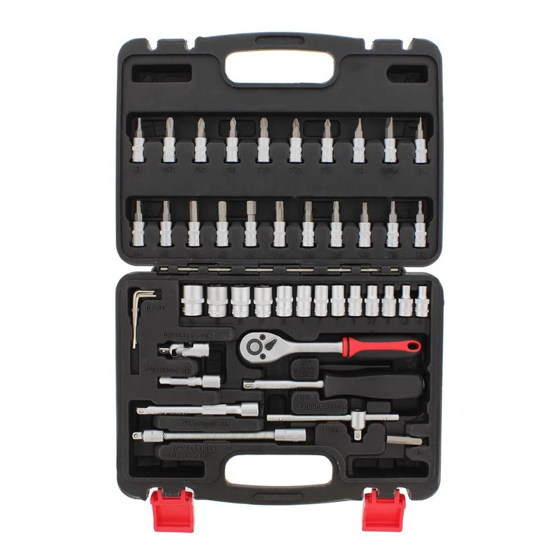 46 Pcs 1/4'' Socket Wrench Set Car Repair Tool Box And Ratchet Wrench