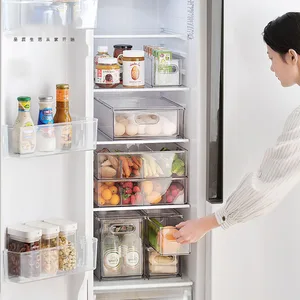 Modern Rectangle Refrigerator Storage Box Transparent Plastic Fruit Crisper Egg Storage Drawer Injection Home Use