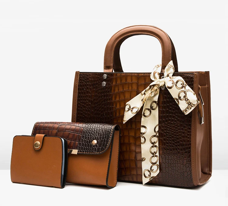 Wholesale Ladies Handbags Set Manufacturer Custom Purse Hand Bag Fashion Pu Leather 2022 Luxury