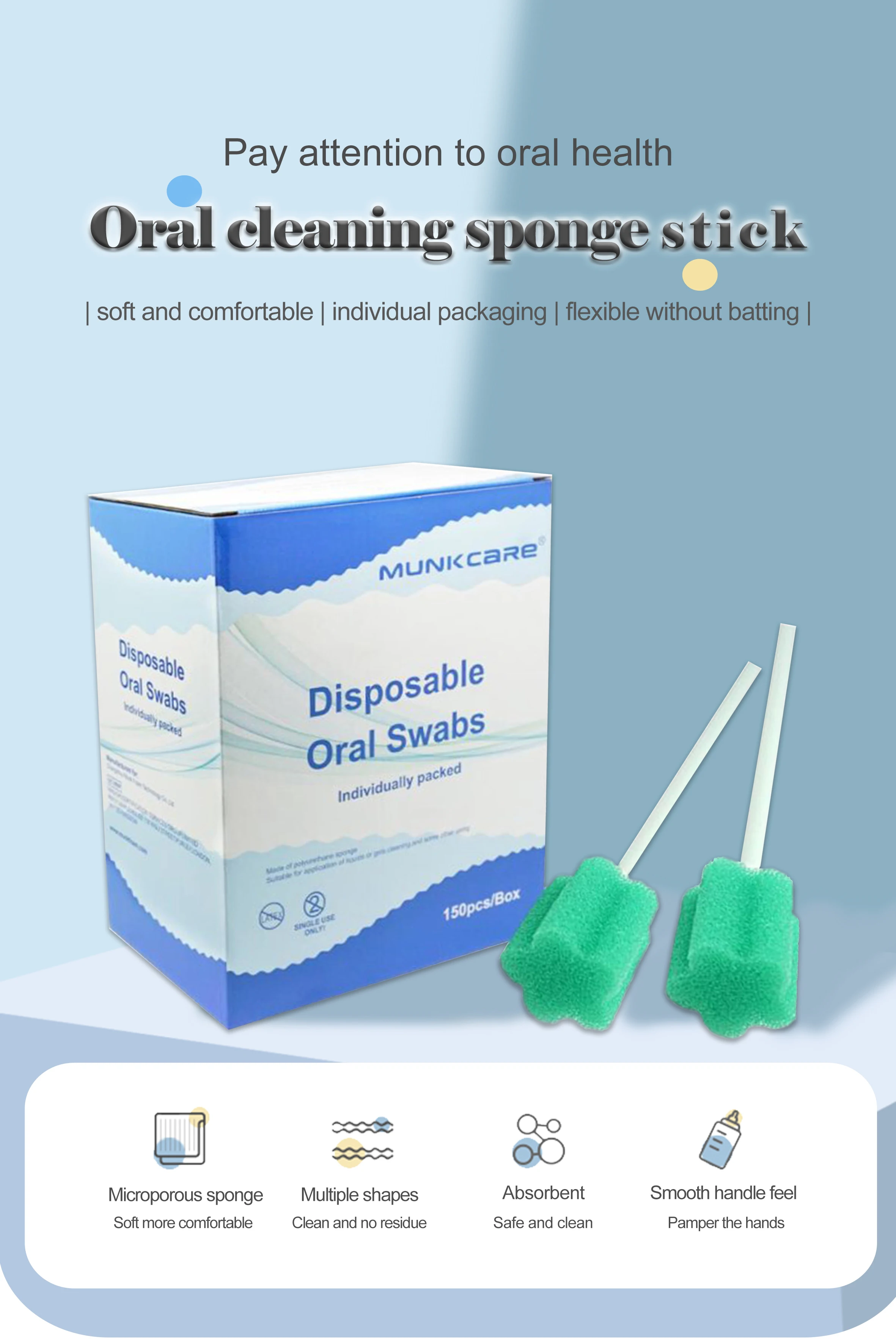 Individually Wrapped Mouth Cleaning Swab Medical Sponge For Hospital ...