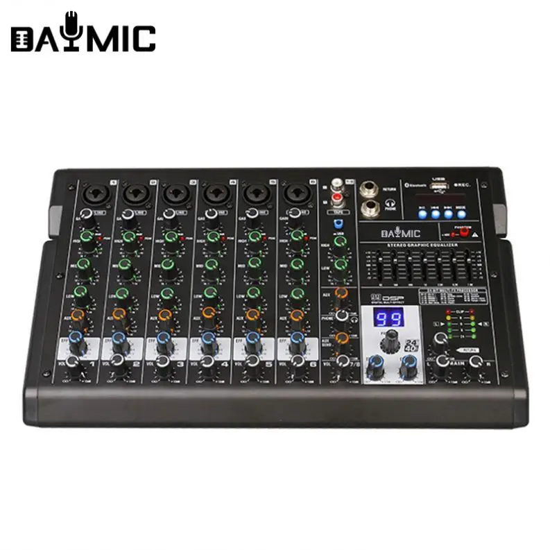 Factory OEM 8 Channel Sound Console Mini Audio Mixer 8 Channel Dj Mixer Audio With 99 Dsp Usb Studio Record Dj Sound Console