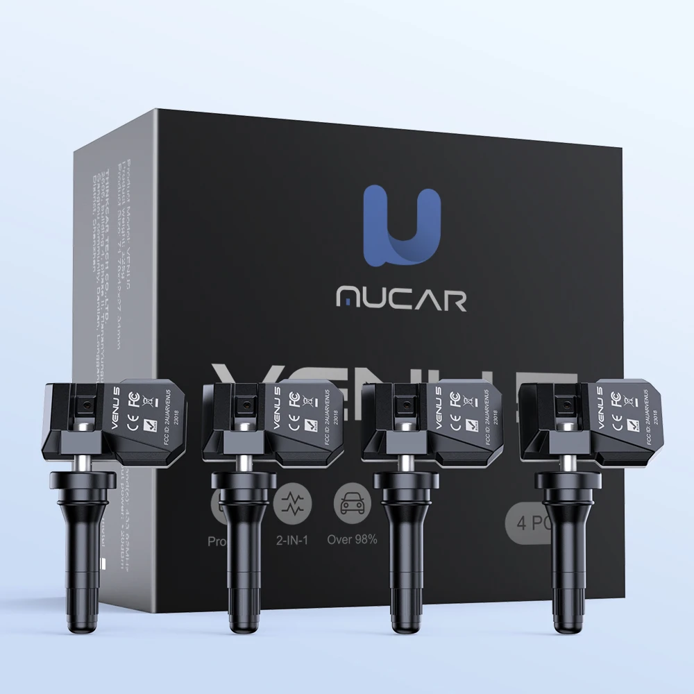 4 szt./zestaw MUCAR VENU 5 Czujnik TPMS Monitor ciśnienia w oponach samochodowych 315 MHz i 433 MHz Narzędzie do naprawy opon Nauka/Aktywacja/Programowanie