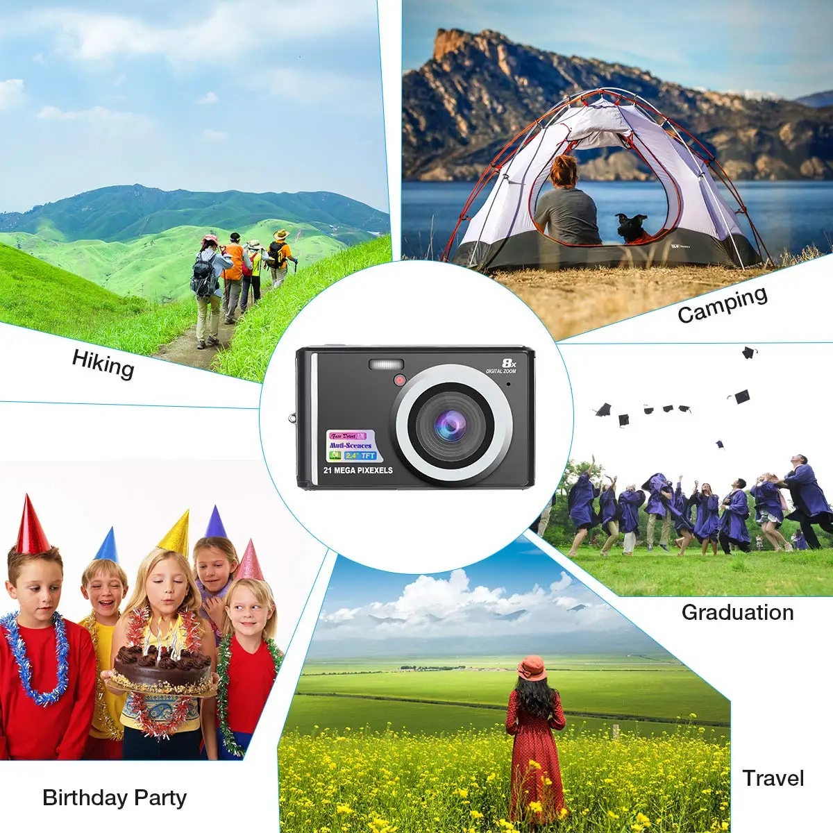 Cheap Digital Photo Camera OEM 2.4 Inch Professional Compact Camera With Smile Catch