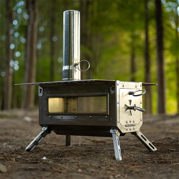 Stainless Steel Tent Wood Stove Camping Portable Barbecue Smoke Stove ...