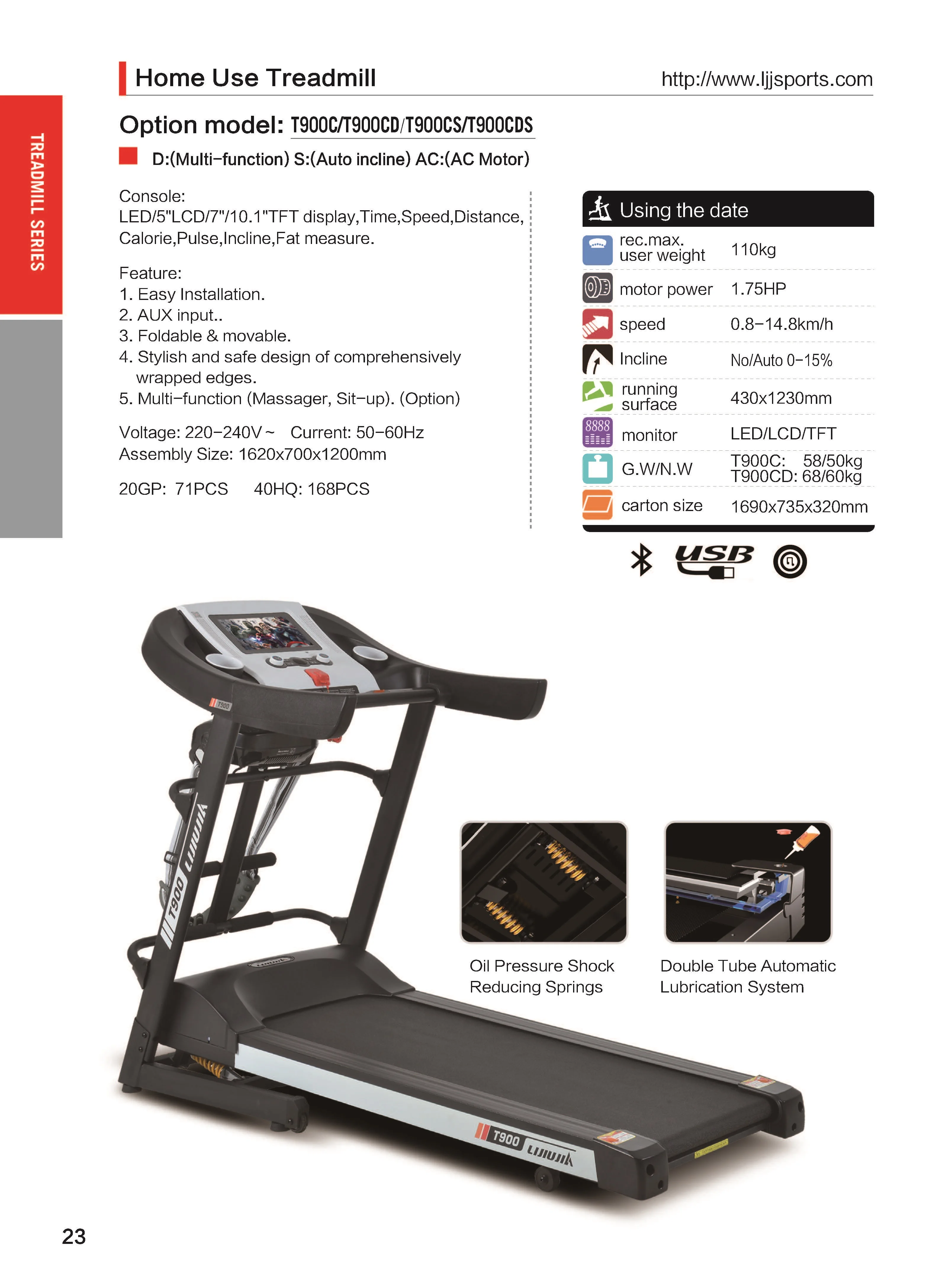 Lijiujia Easy Installment Treadmill Max User Weight 110kg Home Use Gym Exercise Equipment Folding Running Machine