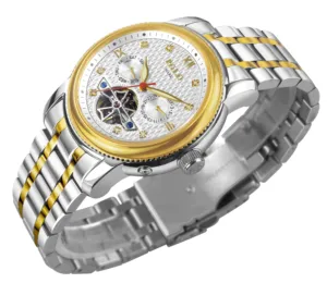 Extraordinary Life Luxury Stainless Steel Wristwatch True Diamond Multi-Functional Diver 46mm 22mm Band Water Resistant Business