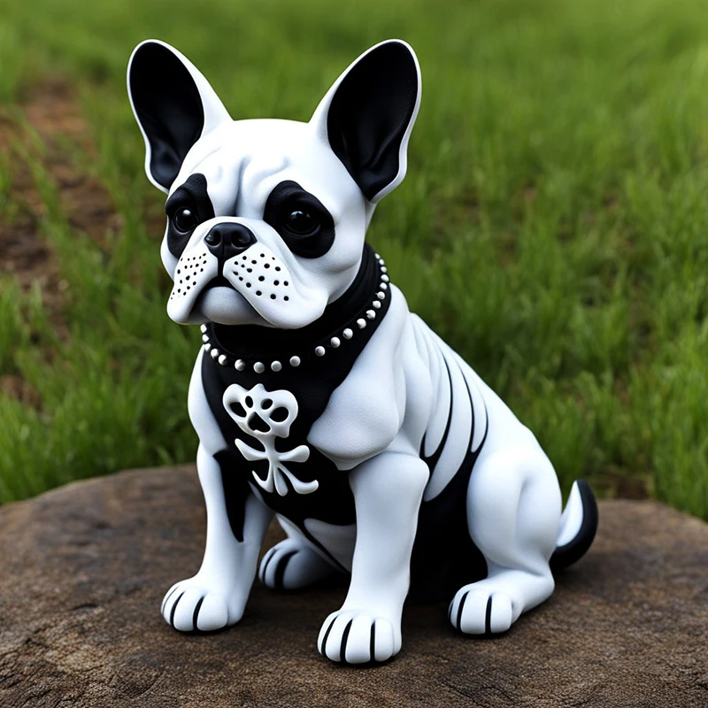 Day of the dead statue resin french bulldog figurines decor