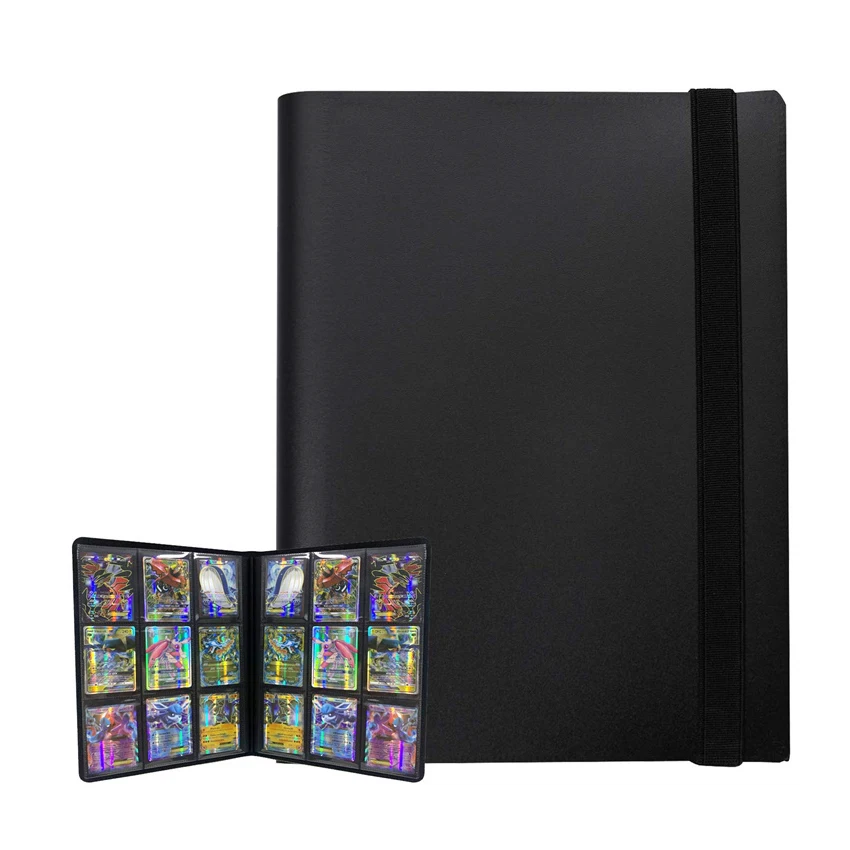 Черный 9 карманов карт из полипропилена связующего рукава Фотокарта Toploader связующего страницы альбома связующего пластик Защитная крышка