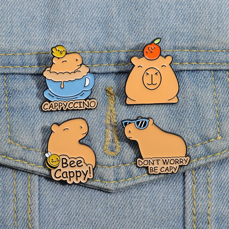 チャッピー⭐︎ Bee Cappy Don't Worry Be Capy Enamel Pins - Cute & Trendy