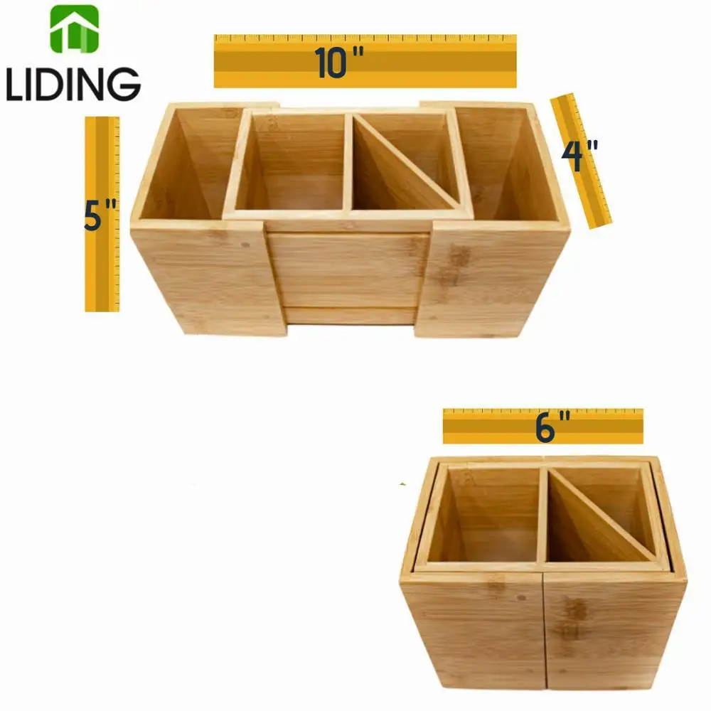 Bamboo Wood Expandable Pencil Holder and Desk Organizer for Desk Home and Office