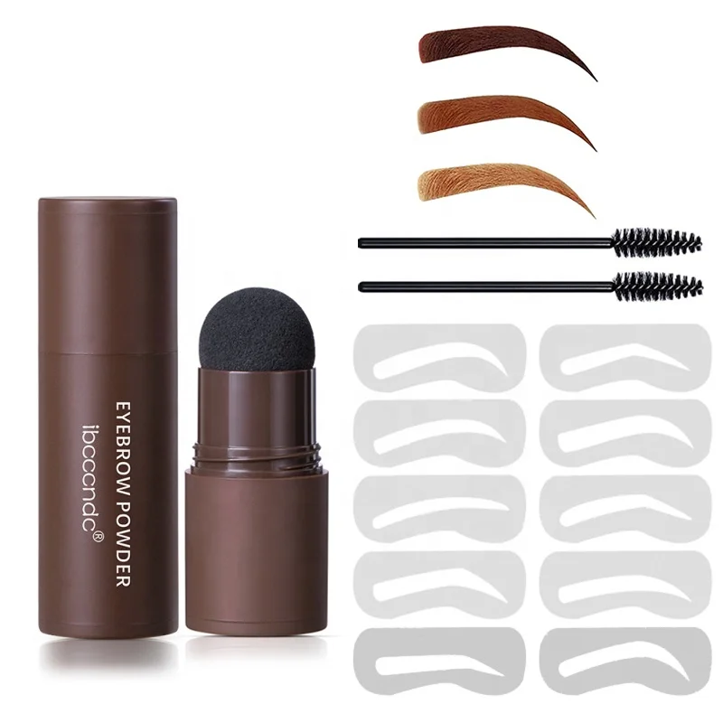 Wholesale eyebrow and stencil set waterproof perfect light dark brown colors Private label one step shaping eye brow stamp kit