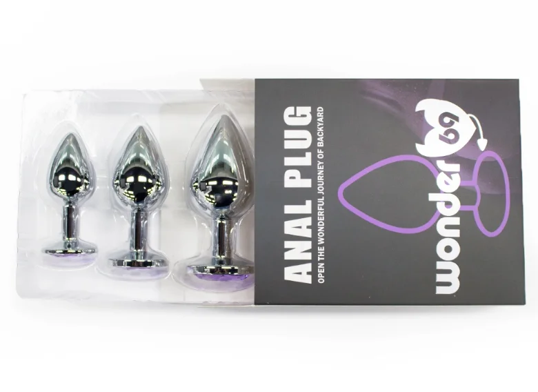 Jeweled Metal Anal Plug Kit - Stainless Steel Anal Dildo Set S/M/L - 3pcs  Adult Sex Toys for B2B Wholesale