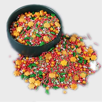 christmas sprinkles donut bead fancy sugar cake sprinkles food grade pearl pigment gold edible sprinkles for snack cups