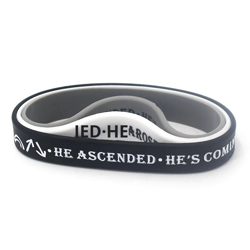 3-piece Set of Fashionable Adult Silicone Wristbands, Faith Quotes, Bible Scriptures, Black and White Gray Wristbands details