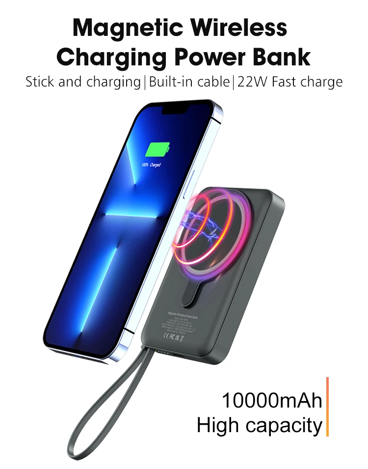 Real 10000mah Battery Pack Usbc Type C Cable Fast Portable