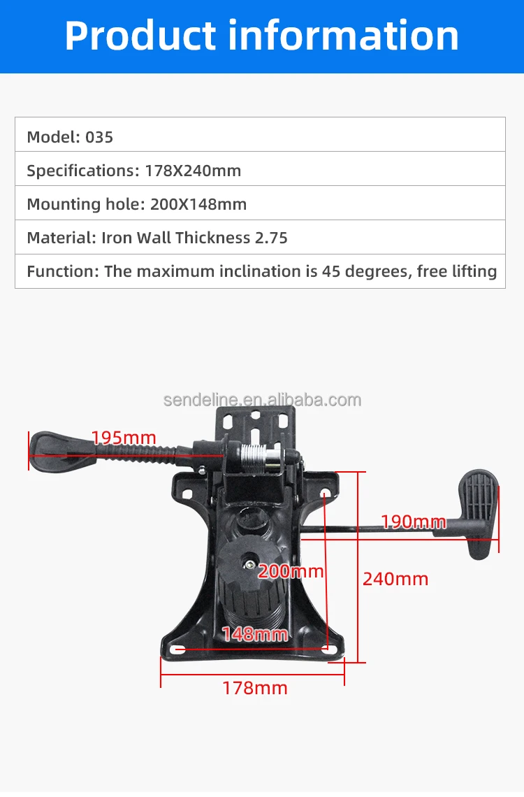 High-quality Thick Steel Plate Office Chair Mechanism with Max 45° Recliner and 2.75mm Steel Thickness