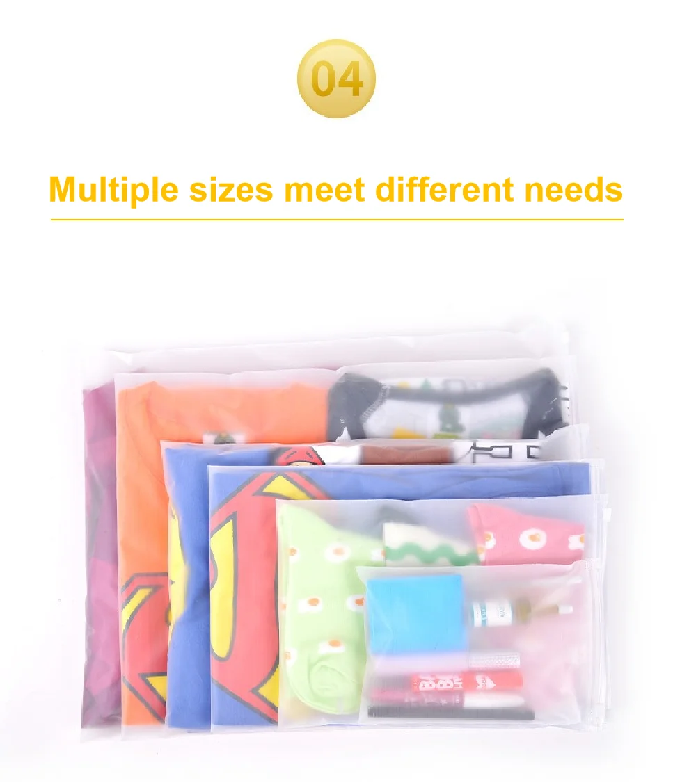 Matte Transparent Zipper Bag, Underwear Clothing Packaging Bag, Children's Clothing Socks, Plastic Self Sealing Bag