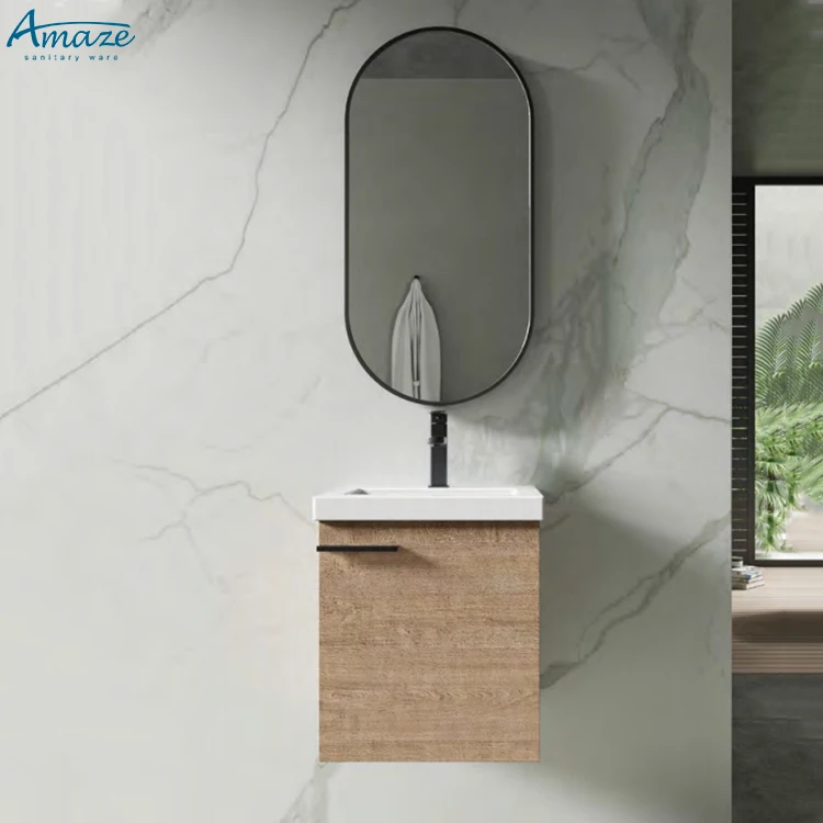 New design customized vanity with mirror wash basin for hotel bathroom sink small wall hung bathroom cabinet details