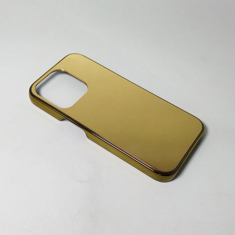 Luxury 24k Gold Plated PC Bottom with Metal Back Cover for iPhone 15 Vacuum  Gold Finish Mobile Phone Case