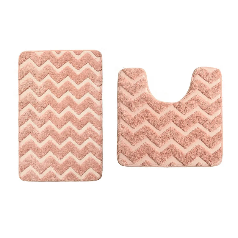 100% Polyester Household Door Mat Set - Absorbent, Non-Slip Bathroom and Kitchen Floor Mats, Two-Piece Toilet Rug Set for Enhanced Traction and Cleanliness manufacture