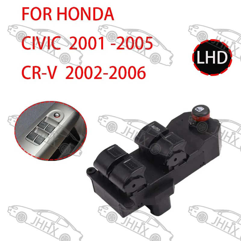 Interrupteur De Vitre électrique Côté Passager Avant Pour Honda Civic 2001-2005 - 5 Broches, Neuf, Garantie 1 An
