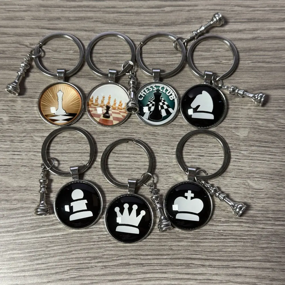 Portachiavi Scacchi In Lega Di Zinco - Ciondolo A Tema Scacchistico 5.5x2.3cm - Regalo Per Amanti Degli Scacchi