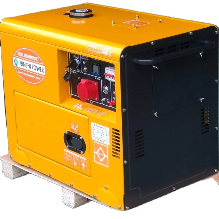 小型ポータブル発電機7kvaサイレントディーゼル発電機ホイールと