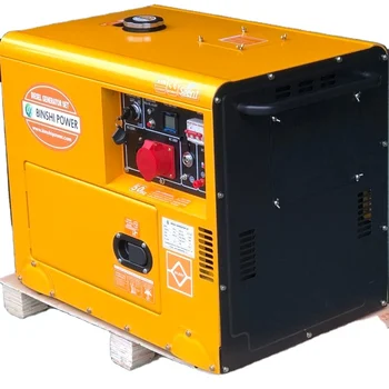 小型ポータブル発電機7kvaサイレントディーゼル発電機ホイールとATS