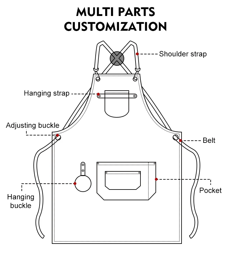 Wholesale Leather Strap Apron Kitchen Cooking Apron Plain Multiple